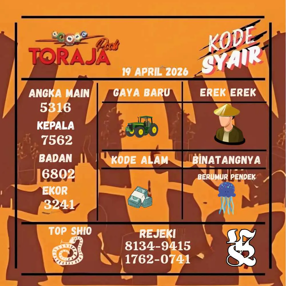 Kode Syair Toraja Pools April 2026

