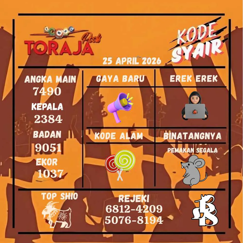 Kode Syair Toraja Pools April 2026
