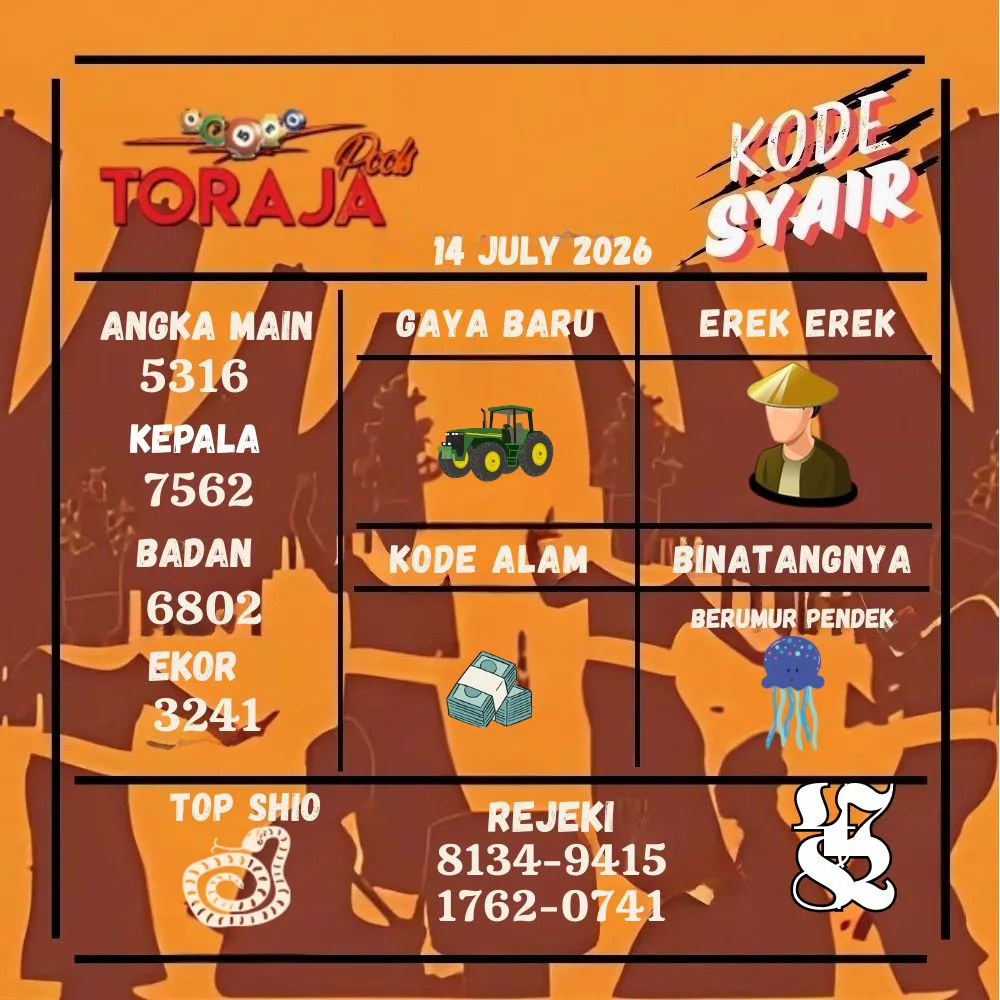 Kode Syair Toraja Pools Juli 2026
