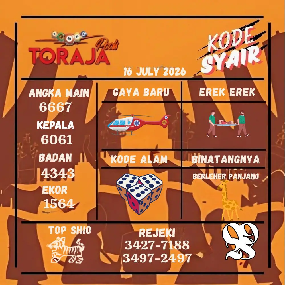 Kode Syair Toraja Pools Juli 2026
